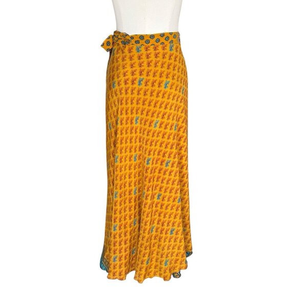 NWT Darn Good Yarn Sari Silk Wrap Ankle Length Boho Maxi Skirt Fits Sizes 4-12 - Picture 7 of 13
